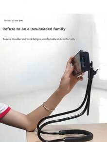 New Slouchy Neck Hanging Stand For Live Streaming, Multi-Functional Mobile Phone Tablet Holder With Hand & Neck Strap Design, Portable With Buckle Lock - Black - View 5