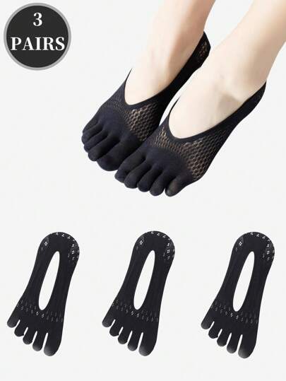 3 双五趾袜/船袜，春夏季薄款，透气吸汗网眼，防滑脚跟垫，秋季