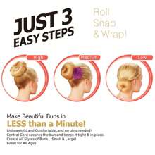 2pcs/Set Donut Bun Maker & Hair Styling Tool With Button, Sponge Hair Bun Shaper & Caterpillar Hair Roll Diy Accessories For Women (1 Large& 1 Small) - Multicolor - View 4