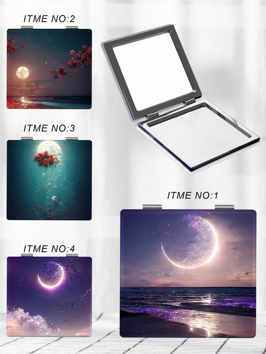 1入摺疊式,輕量級,超薄型妝台鏡,經典星系和海洋設計,適用於所有場合,適用於所有年齡層 - 彩色 - 查看 1