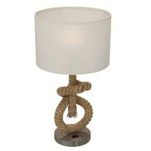 HOMCOM Nautical Table Lamp With USB Charging Port, Bedside Lamp For Bedroom Living Room, Warm White LED Bulb Included, With Rope, Natural - Brown - View 2