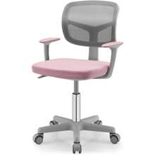 Children's Desk Chair, Height-Adjustable Children's Swivel Chair, Seat Height 40-54cm, Children's Office Chair With Backrest, Armrests, Ergonomic Youth Swivel Chair For 3-10 Years (Blue) - Pink - View 1
