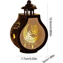 1 pieza Luz decorativa, Luz de vela electrónica LED, Estilo de linterna retro, Adecuado para decoración de mesa de fiesta de vacaciones (Batería incluida) - Amarillo - Ver 4