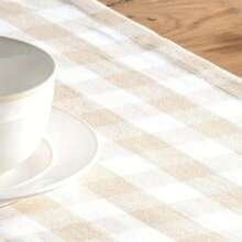 1 chiếc khăn trải bàn/khăn trải bàn bằng vải lanh và vải lanh hiện đại kiểu Bắc Âu, bàn cà phê đơn giản/trang trí tủ TV, khăn trải bàn hình trâu, khăn trải bàn dã ngoại, trang trí cabin ngày lễ - Màu Khaki - Xem 6