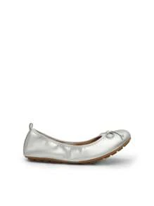 Women Silver Bow Knot Flats Slip On Ballet Flats Round Toe Foldable Comfortable Soft Lightweight Travel Vacation Dress Flats Shoes - 銀色 - 查看 6