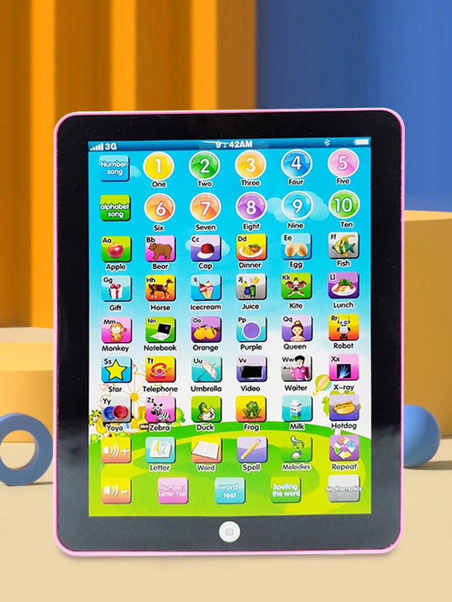 Tableta/Almohadilla de aprendizaje para niños con palabras, números, letras, música, juguetes electrónicos educativos interactivos para preescolares niños y niñas de 3 a 8 años (Rosa) sin pilas - Rosa - Ver 1