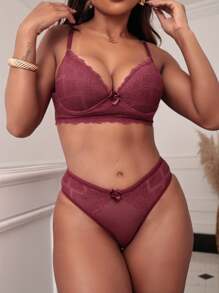 Women Bra & Panty Sets - Burgundy - View 3