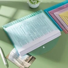 10pcs A4 Size Translucent Thick Plastic Button Closure Envelope Bag, Perfect For Storing Exam Papers, Documents, And Folders - Yellow - View 5