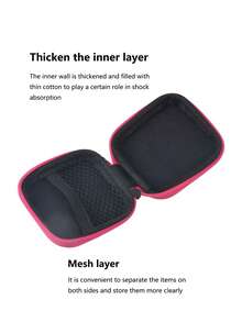 Estuche De Transporte Para Auriculares, Caja Organizadora De Cables, Bolsa De Almacenamiento Para Auriculares Inalámbricos, Soporte Para Cargador - Rosa - Ver 4
