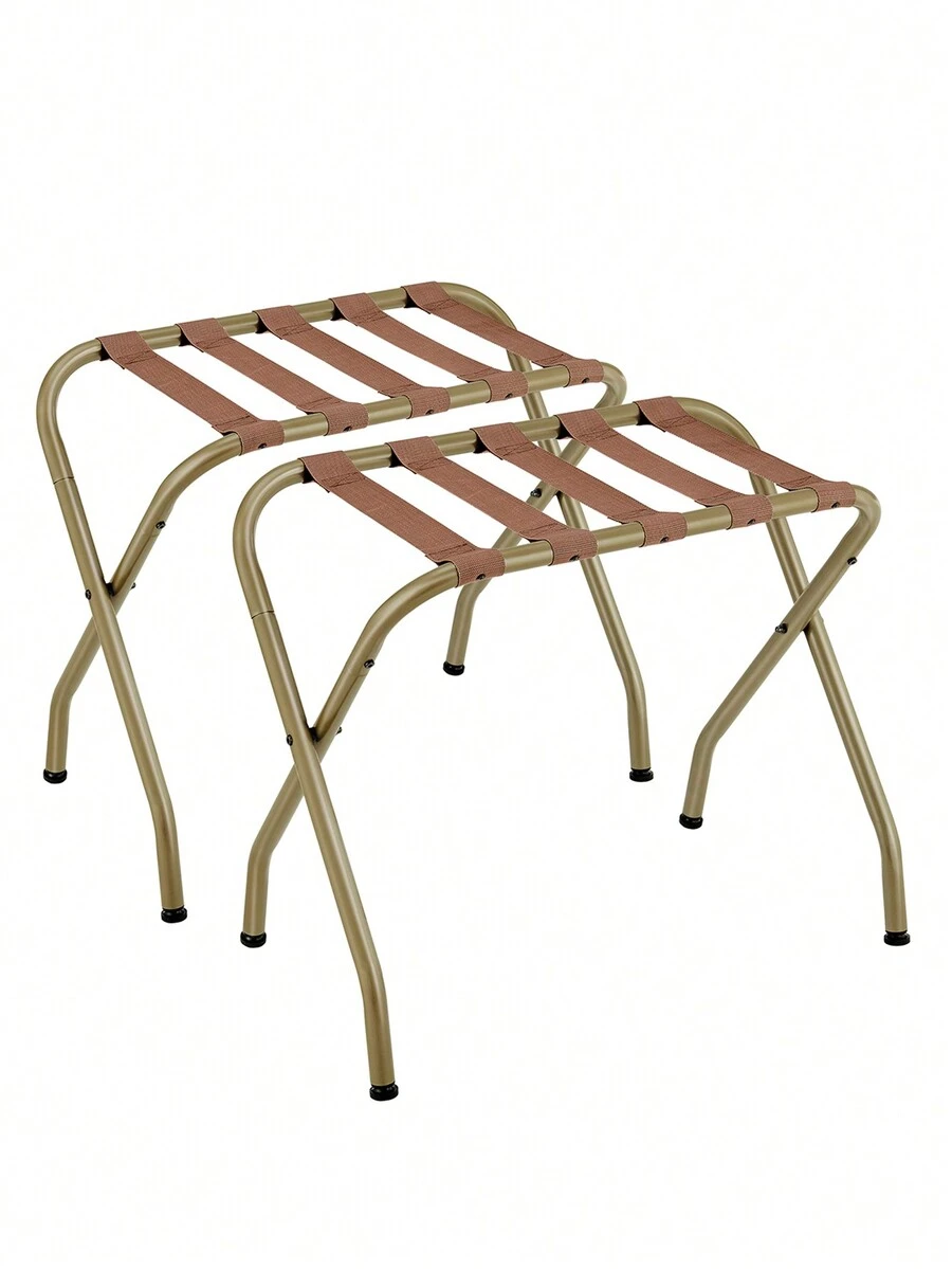 SONGMICS Soporte para Maleta, Juego de 2, Marco de AceroPlegable para Hotel, Dorado