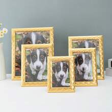 1入現代金色波浪設計相框,可垂直和水平顯示,適用於家庭客廳,餐廳,學習,走廊,畫廊,酒店等（僅供參考,附隨機相片紙張） - 金色 - 查看 4