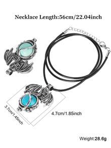 1入復古龍頭項鍊,適用於女性男性,16mm天然石水晶吊墜項鍊,晶玫瑰石英老虎眼珠寶h068 - Dragon Necklace - 查看 3