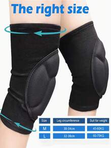 1pair Sports Sponge Knee Pads For Both Men And Women, Anti-Slip For Dancing And Kneeling - Black - View 2