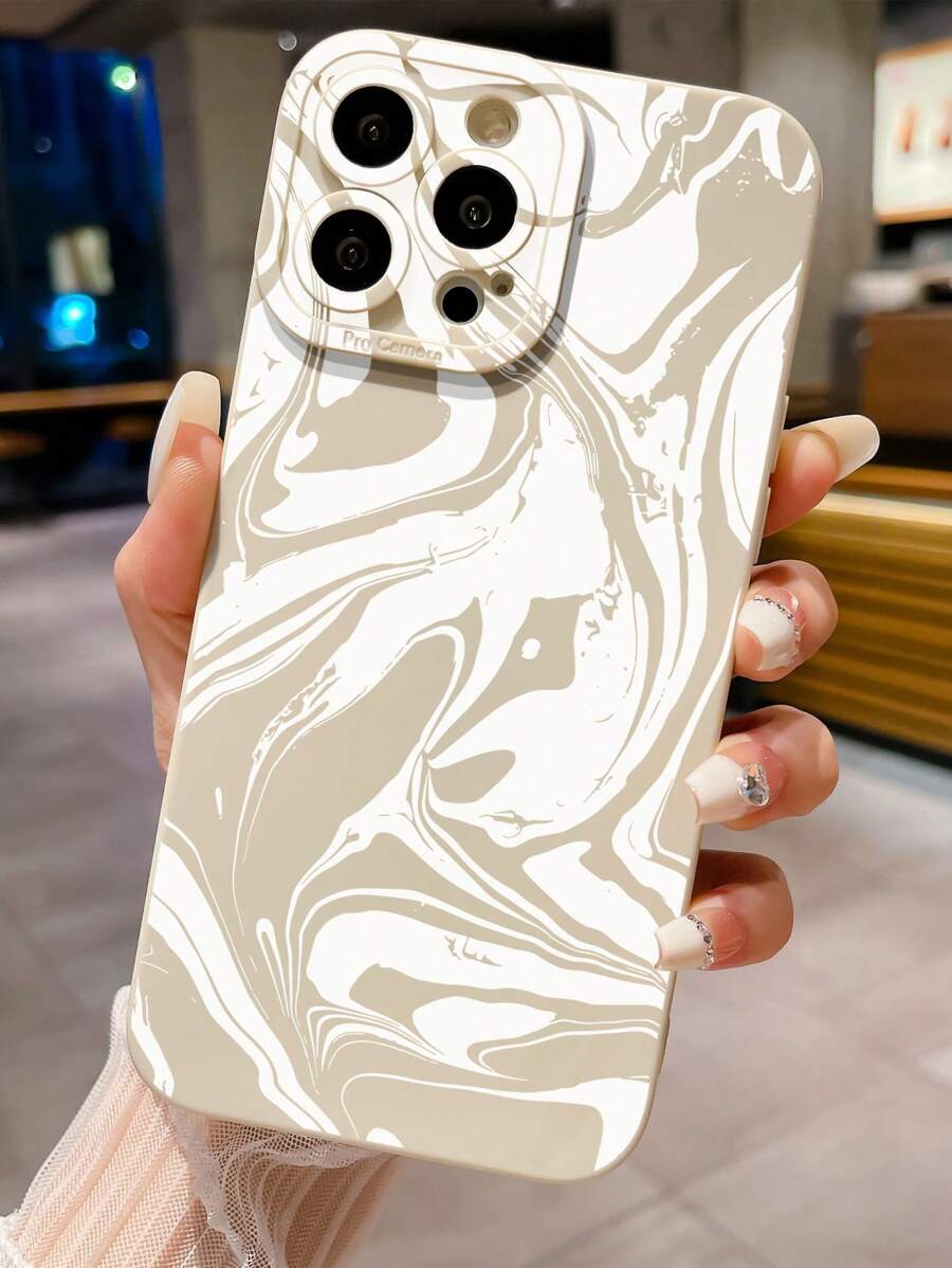 1入組大理石紋簡約手機殼，適用於iPhone，Samsung，小米/紅米，OPPO/Realme，Vivo，Infinix - 白色 - 查看 1