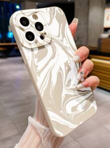 1入組大理石紋簡約手機殼，適用於iPhone，Samsung，小米/紅米，OPPO/Realme，Vivo，Infinix - 白色 - 查看 3