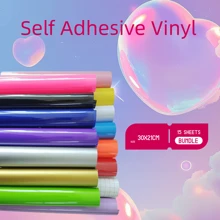 Cheonet 15 Sheets BUNDLE 30x21CM/11.8X8.2IN Self Adhesive Vinyl Diy Sticker - 15 Color Combinations - View 2