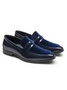 Men's Tuxedo Patent Classic Velvet Loafer Slip On Shoes For Wedding Party Shoes - Blue - View 9
