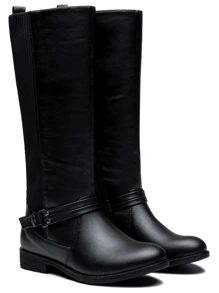 Comfyshoes Women's Comfort Tall Knitted Riding Knee High Boots - Black - View 5