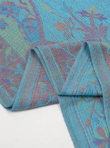 1件女士佩斯利印花保暖披肩，经典佩斯利头巾和披肩式头巾，可搭配阿巴雅长袍。 - 藍色 - 查看 6