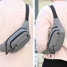 1 件时尚牛津布男士运动腰包胸包斜挎包适用于跑步、健身、休闲、旅行跑步包大学包父亲节礼物夏季爸爸新生书籍返校多功能宿舍大学万圣节男士礼物秋季圣诞节尖叫男士包腰包旅行包男士单肩包冬季圣诞节礼物腰包腰包时尚休闲户外感恩节假期收纳包邮差包单肩包骑行包男士礼物徒步旅行学生大容量多功能便携式爸爸礼物男友礼物度假 - 灰色 - 查看 2