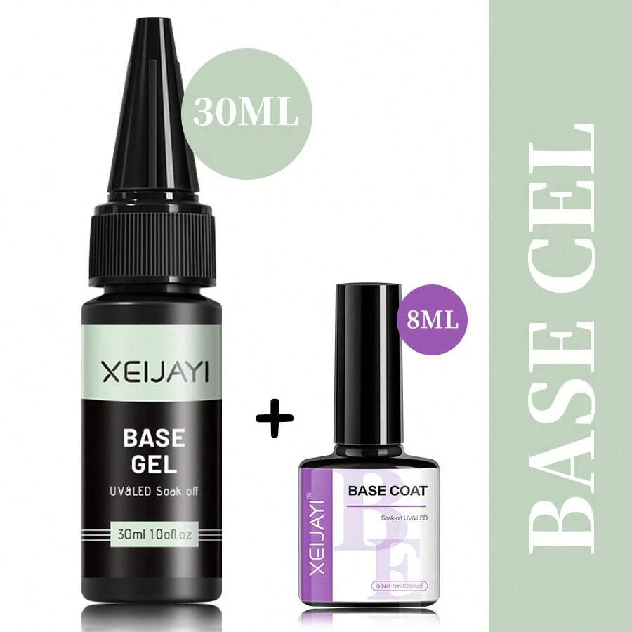 XEIJAYI 2 件裝 30 毫升 B 塗層 Uv 凝膠指甲油美甲浸泡混合清漆持久指甲凝膠 - 無色 - 查看 1
