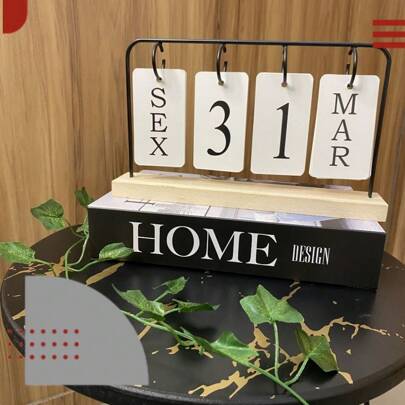 Calendário de Mesa Permanete Decorativo com Plaquinhas Casa Escritório