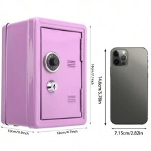 1-teilige Spardose, Münzaufbewahrungsbox Aus Metall, Mini-geldkassette Mit Schlüssel Und Passwortschloss, Büro-organizer Mit Ausziehbarer Schublade, Geeignet Für Kinder, Tolles Geschenk - Pink - Übersicht 3