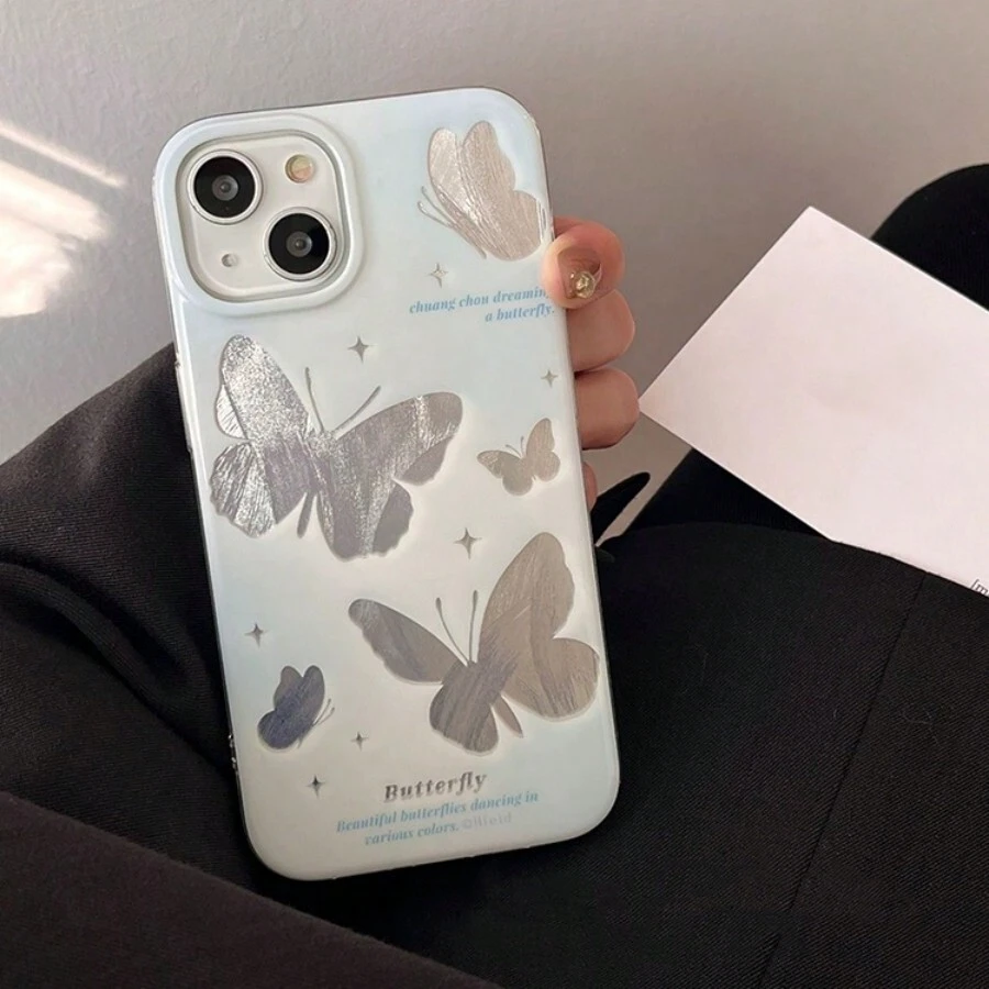 雙層imd雷射印花蝴蝶手機殼/相容於iphone 15promax/11/13/12promax/14promax