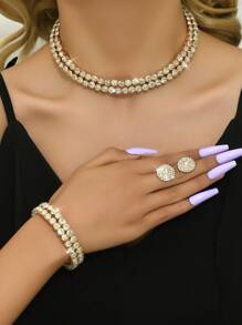 4入組人造珍珠裝飾珠寶套裝 - 銀色 - 查看 12