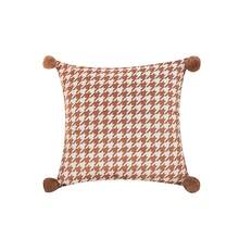 1入格子印花枕套（不包括枕芯） - 橘色 - 查看 1