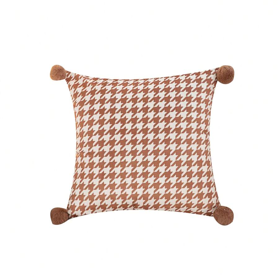 1入格子印花枕套（不包括枕芯） - 橘色 - 查看 1