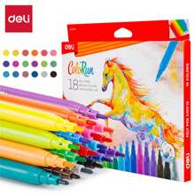 Deli 18 Colors Felt Pen  Plain Felt Tip Pens Easy Coloring Fiber Bullet Tip Felt Tip Marker Pens Washable Ink Felt Marker For Journal Writing Note Taking - Multicolor - View 7