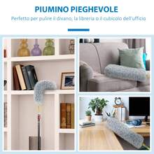 HOMCOM Kit di Pulizia per Casa e Ufficio con Asta Allungabile, Spolverino per Ragnatele, Spolverino in Microfibra e Spolverino per Ventilatore a Soffitto, Giallo e Grigio - Giallo - Visualizzare 8