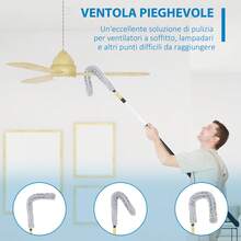 HOMCOM Kit di Pulizia per Casa e Ufficio con Asta Allungabile, Spolverino per Ragnatele, Spolverino in Microfibra e Spolverino per Ventilatore a Soffitto, Giallo e Grigio - Giallo - Visualizzare 6