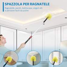 HOMCOM Kit di Pulizia per Casa e Ufficio con Asta Allungabile, Spolverino per Ragnatele, Spolverino in Microfibra e Spolverino per Ventilatore a Soffitto, Giallo e Grigio - Giallo - Visualizzare 5