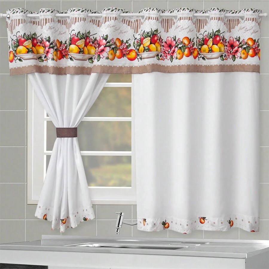 Sakura Enxovais Kitchen Window Curtains - trắng - Xem 1