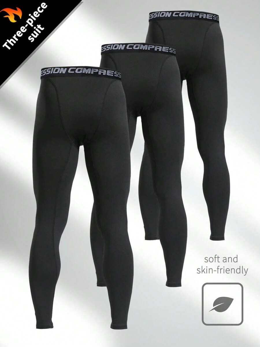 Quần lót nén 3 món kiểu bạn trai khô nhanh dành cho nam khi chạy bộ, tập luyện ngoài trời và chơi thể thao - màu đen - Xem 1