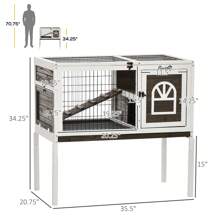 PawHut Wood Rabbit Hutch, Elevated Guinea Pig Cage With Run, Coffee - 咖啡棕 - 查看 6
