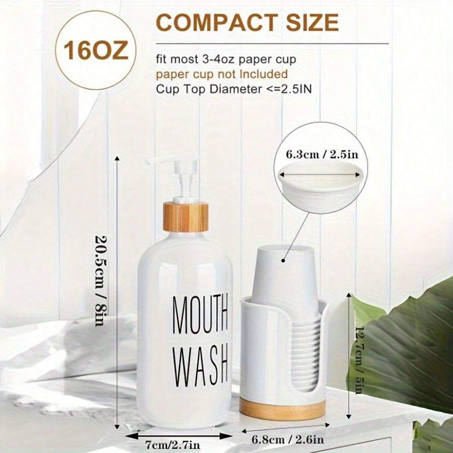 Bathroom Mouthwash Container With Cup Holder Mouthwash Container With