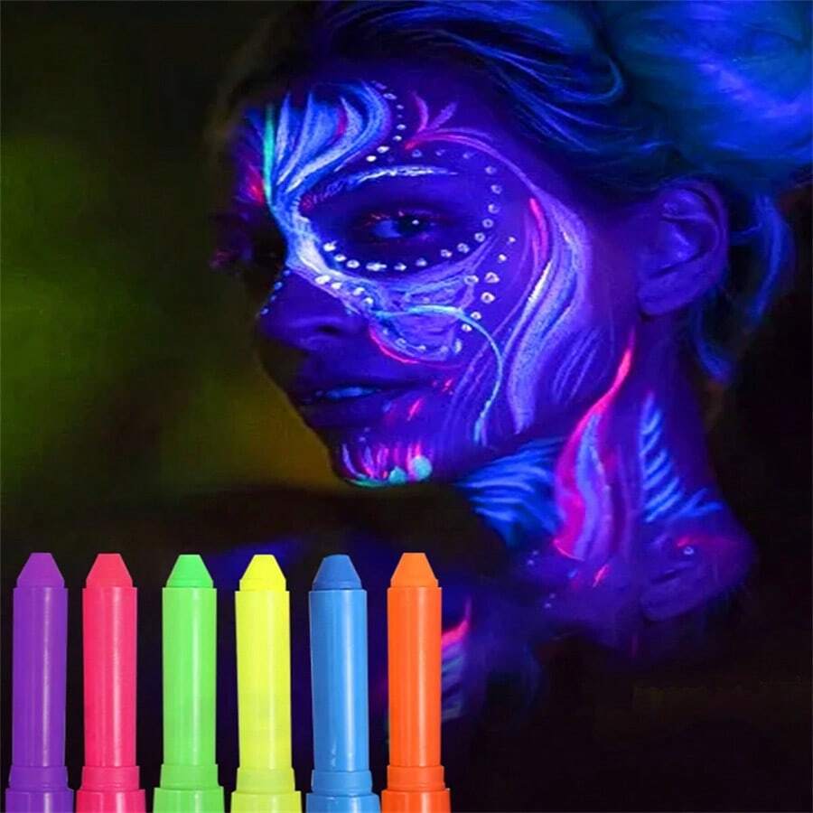YOMDID 6 Colorful Night Glow Face Paint Black Glow Paint UV Neon Body