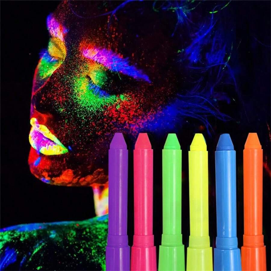 YOMDID 6 Colorful Night Glow Face Paint Black Glow Paint UV Neon Body