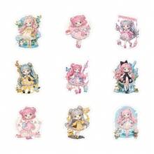 60pcs/pack Autocollants Mignons Magiques Loli Lolita Pour Ordinateur Portable, Réfrigérateur, Valise, Skateboard, Album, Moto, Bouteille D'eau, Livre De Souvenirs, Boîtes Diy, Étiquette D'emballage De Fête