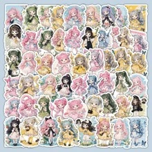 60pcs/pack Autocollants Mignons Magiques Loli Lolita Pour Ordinateur Portable, Réfrigérateur, Valise, Skateboard, Album, Moto, Bouteille D'eau, Livre De Souvenirs, Boîtes Diy, Étiquette D'emballage De Fête