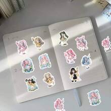 60pcs/pack Autocollants Mignons Magiques Loli Lolita Pour Ordinateur Portable, Réfrigérateur, Valise, Skateboard, Album, Moto, Bouteille D'eau, Livre De Souvenirs, Boîtes Diy, Étiquette D'emballage De Fête