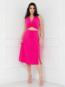 Women Two-Piece Outfits - 玫紅色 - 查看 1