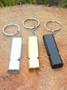 1 件装多功能双管求生口哨钥匙扣便携式铝合金口哨袋吊坠钥匙链适用于户外徒步露营求生应急钥匙扣钥匙圈 - 彩色 - 查看 4