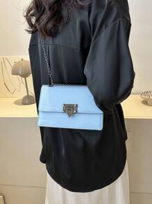 轻奢包包女2025新款时尚高端小方包外出百搭单肩斜挎包 - 藍色 - 查看 5