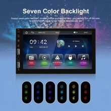 Radio De Coche De 7' 1 Din, Estéreo De Audio Para Coche Con Soporte Espejo Enlace Cámara / Android Auto Mediante Cable Con Control De Volante + Control Remoto - Negro - Ver 11