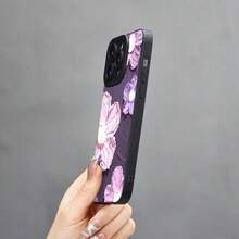 油畫設計矽膠手機殼，適用於 iPhone 15/15pro/15promax/14/13/12/11/Xsmax 系列，手機保護套 - 油畫紫花 - 查看 9