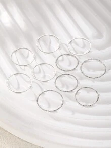 10pcs Minimalist Round Joint Knuckle Ring Suitable For Women's Daily Wear